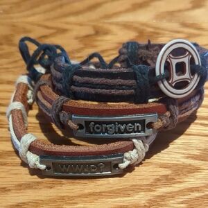 WWJD And Forgiven Christian Men's Bracelet Set